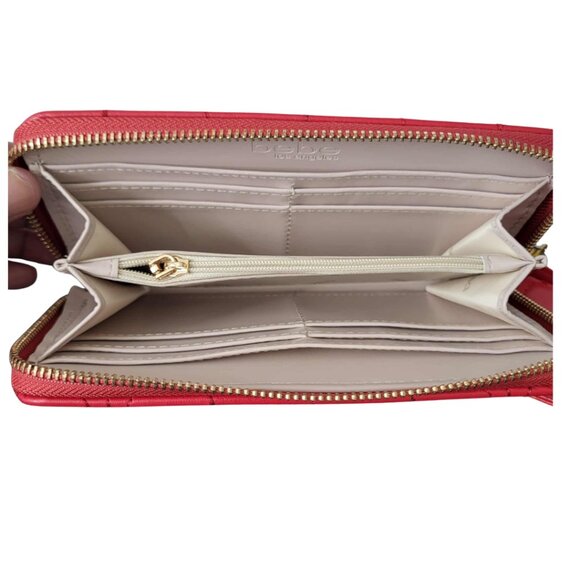 Bebe Quilted Red Zip Wallet & Card Holder Wristlet Set New - Picture 6 of 6